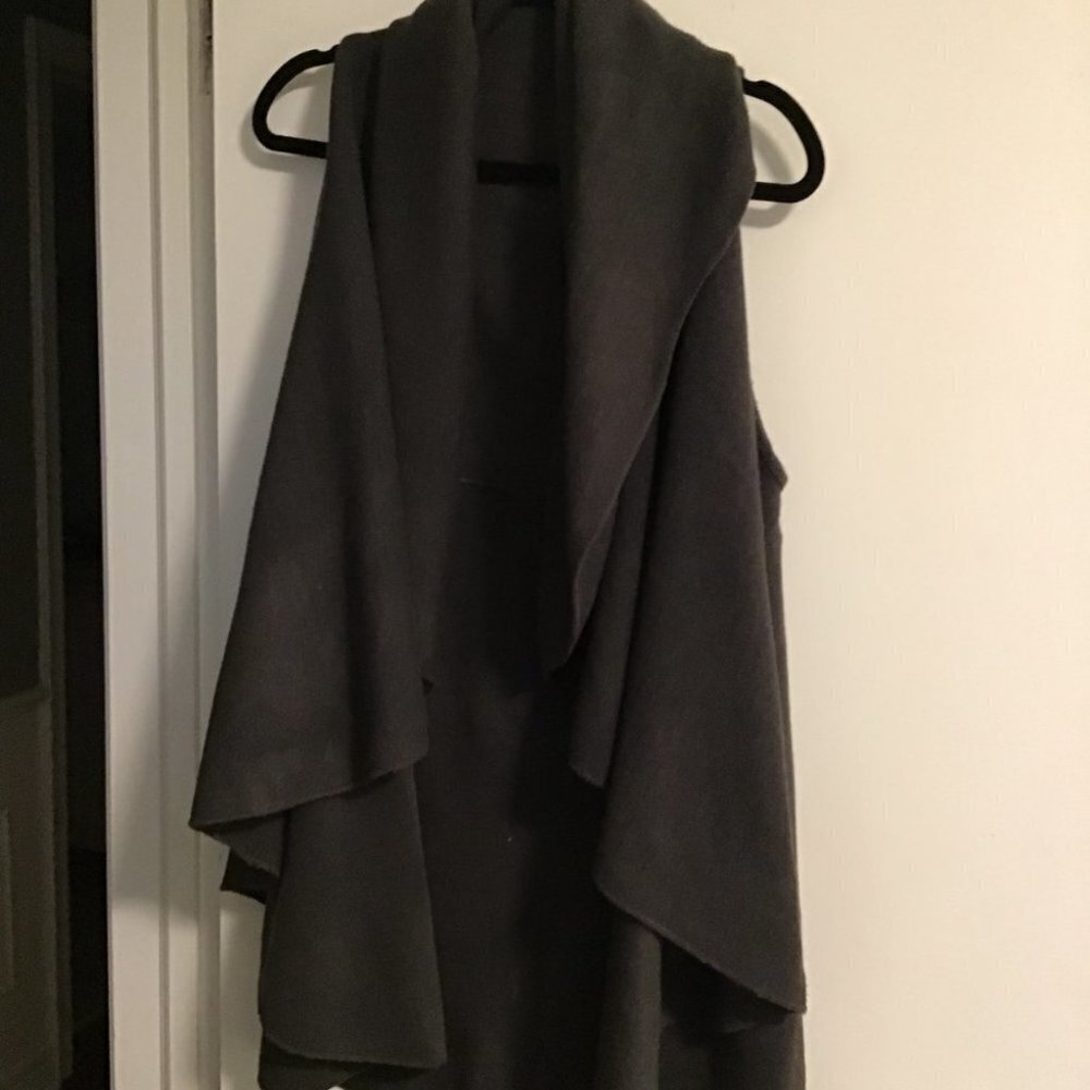 Look By M Black Soft Open Front Basic Shawl Vest - image 5